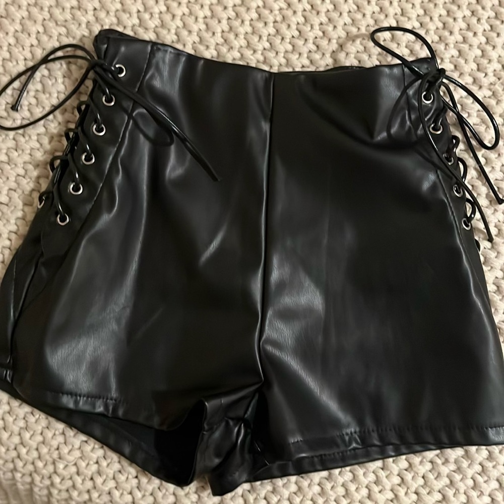 Faux leather shorts